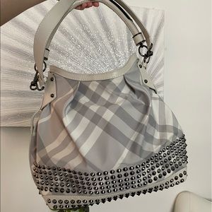 Burberry Studded White & Grey Hobo Bag